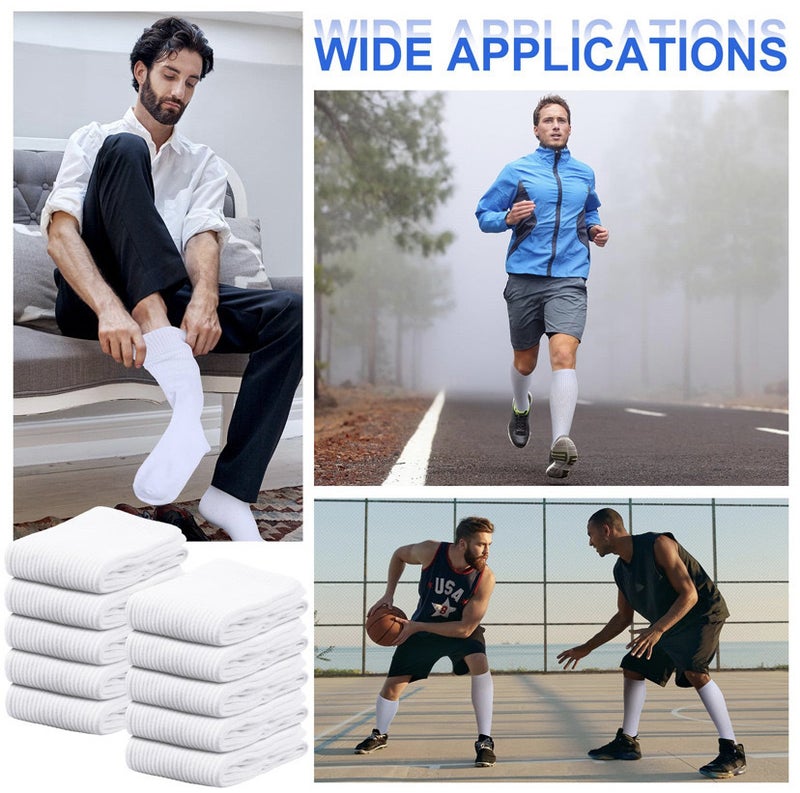 [6 Shuang A Set] Solid Color High Rubber Leg Socks Sports Socks Men And Women Black And White Training Crew Socks - Image 5